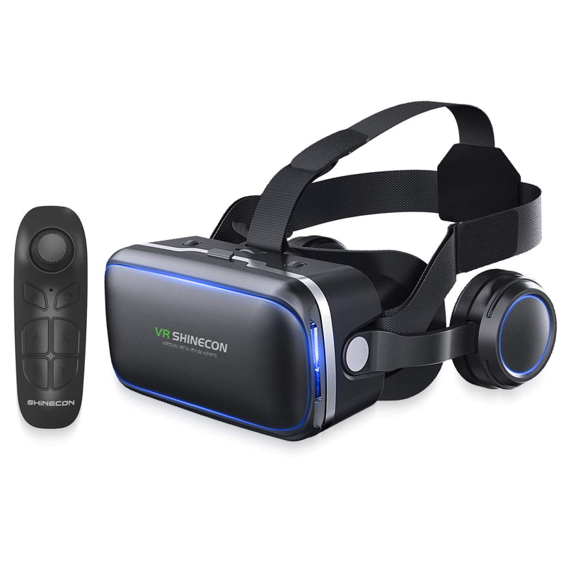VR Headset for iPhone & Android Phone,3D VR Glasses for TV,Movies & Video Games,VR Headset with Remote Controller,Virtual Reality Headset for iPhone/Android Phone Compatible 4.7-6 inch vr headset with remote