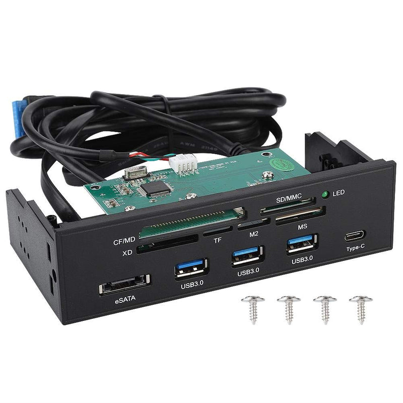 ASHATA Front Panel Hub 11 Port PC Front Panel with USB 3.0 Ports USB 3.1 eSATA Port and 6 Card Slots Built in Card Reader Support M2 MSO Memory MS XD 64G CF Card Fits Any 5.25” Computer Case Front Bay USB 11 Ports Panel