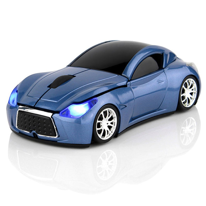 Ai5G Race Car Mouse Wireless Sports Car Shaped Mouse 2.4GHz LED Light Shining Surface Decoration Desktop Laptop Computer Mouse Optical Mice (Blue) Blue