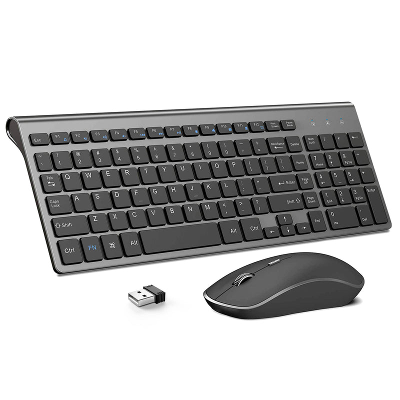 Wireless Keyboard and Mouse,J JOYACCESS 2.4G Ergonomic and Slim Wireless Keyboard Mouse Combo Designed for Computer,Windows, PC, Laptop,Tablet - Black Grey