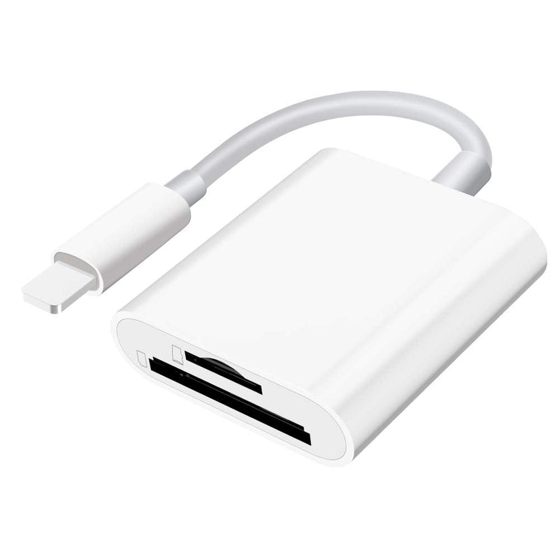 Sd Card Reader for iPhone iPad Camera,Dual Card Slot Memory Card Reader Supports SD and TF Card Trail Camera Viewer Sd Card Adapter Portable Micro Sd Card Reader No Application Required Plug and Play
