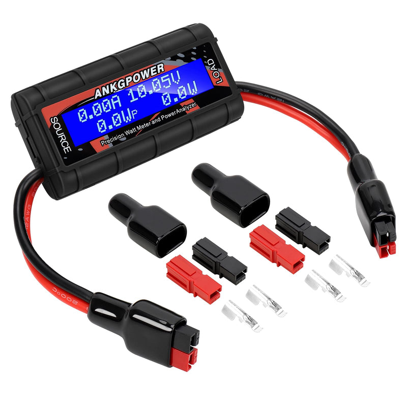 [AUSTRALIA] - 150A Watt Meter Power Analyzer, High Precision RC with Digital LCD Screen&2 Sets of 45amp Power Pole Connectors for Voltage (V) Current (A) Power (W) Charge(Ah) and Energy (Wh) Measurement BLACK 