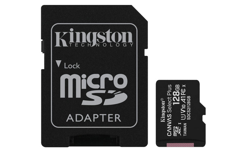 Kingston 128GB microSDXC Canvas Select Plus 100MB/s Read A1 Class 10 UHS-I Memory Card + Adapter (SDCS2/128GB) microSD Card Fast (Up to 100 MB/s) Single