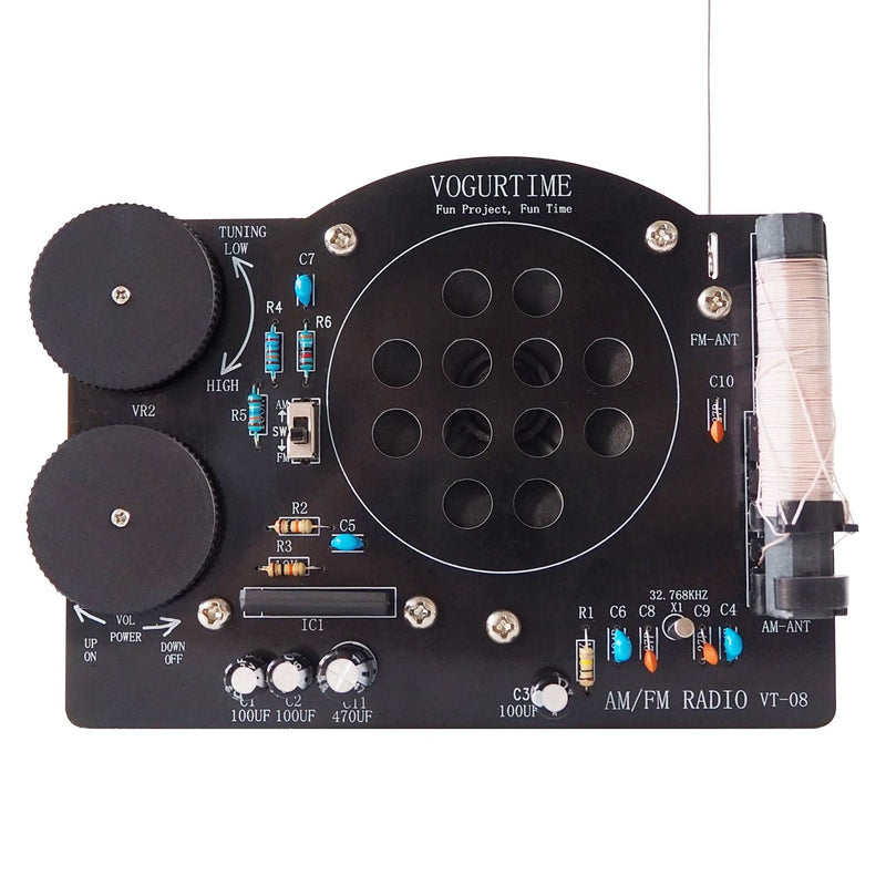 [AUSTRALIA] - AM FM Radio Kit Soldering Project Kit for Learning Practicing Teaching Electronics, Great STEM Project and Gift, New Version Black-black 