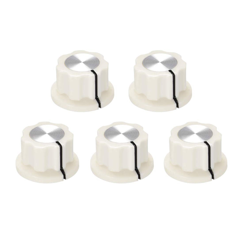 uxcell 5pcs 6.4mm Shaft Hole Potentiometer Volume Control Rotary Knobs Effect Pedal Knobs Cream