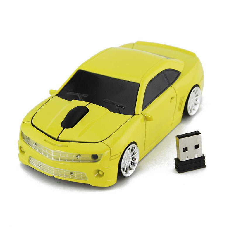 Ai5G for CL Car Mouse Wireless Sport Car Shape Mouse Laptop Desktop Computer Mouse Optical Mice with 2.4GHz Nano USB LED Headlight (Yellow) Yellow