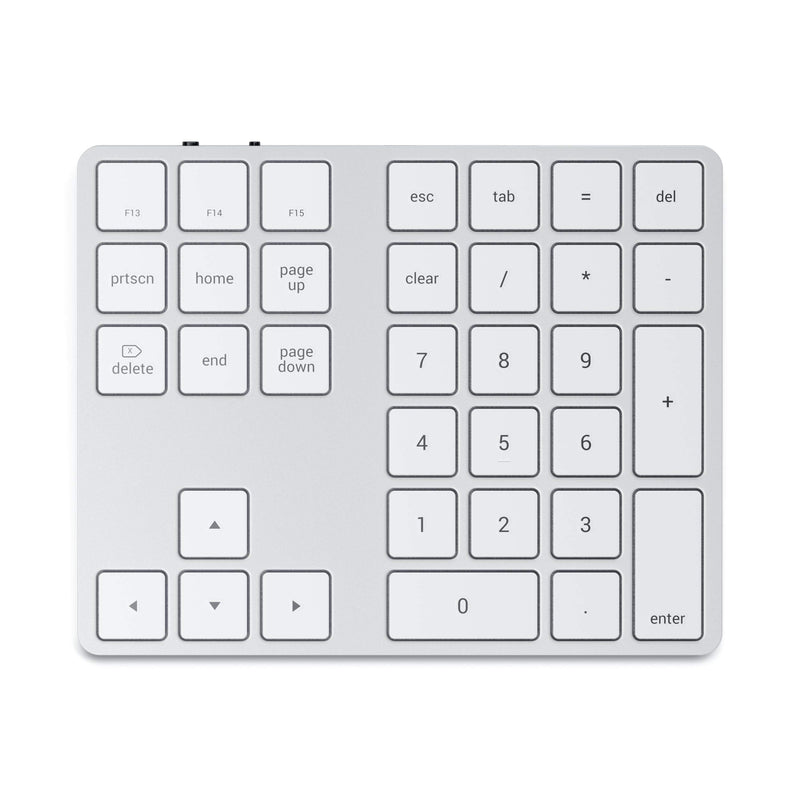 Satechi Bluetooth Extended Numeric Keypad – Slim Rechargeable 34-Key Numberpad – Compatible with 2020 MacBook Air, 2020 iPad Pro, 2020/2019 MacBook Pro, iMac/iMac Pro (Silver) Silver