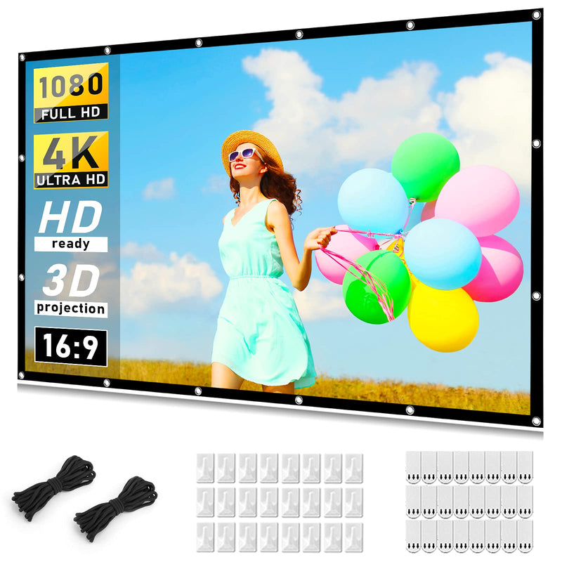 [AUSTRALIA] - Projector Screen 120 inch, Taotique 4K Movie Projector Screen 16:9 HD Foldable and Portable Anti-Crease Indoor Outdoor Projection Double Sided Video Projector Screen for Home, Party, Office, Classroom 
