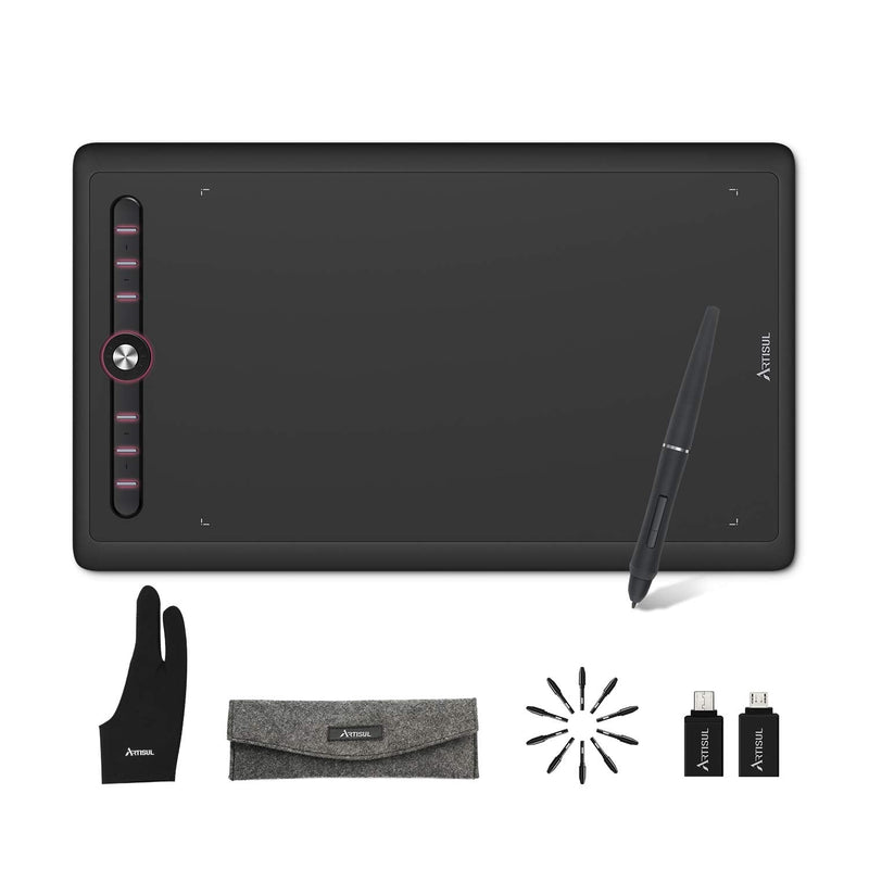 Drawing Tablet Artisul M0610Pro 10x6 Inch, Tilt Support, Scroll Wheel | Battery-Free Pen with 8192 Pressure | 7 Hot Keys | Works with Windows macOS PC | Android Support