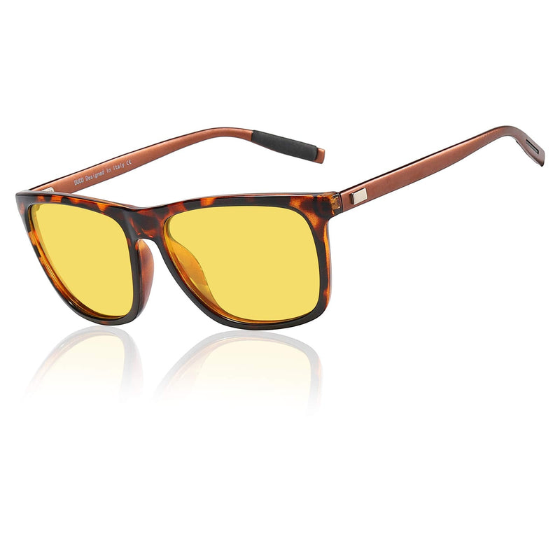 [AUSTRALIA] - DUCO Polarized Night Vision Glasses for Men and Women Yellow Safety Driving Glasses with UV Protection and Anti Glare A04-tortoise Frame Night Vision Lens 