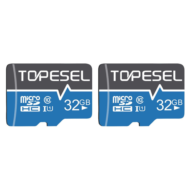 TOPESEL 32GB Micro SD Card 2 Pack Memory Cards Micro SDHC UHS-I TF Card Class 10 for Camera/Drone/Dash Cam(2 Pack U1 32GB) 2pack