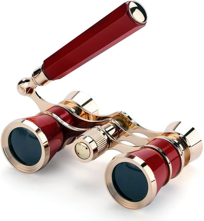 Opera Glasses Binoculars 3X25 Theater BK7 Optical Glass Portable Telescope Adults Kids Women in Musical Concerts Theater Cinema (Red)