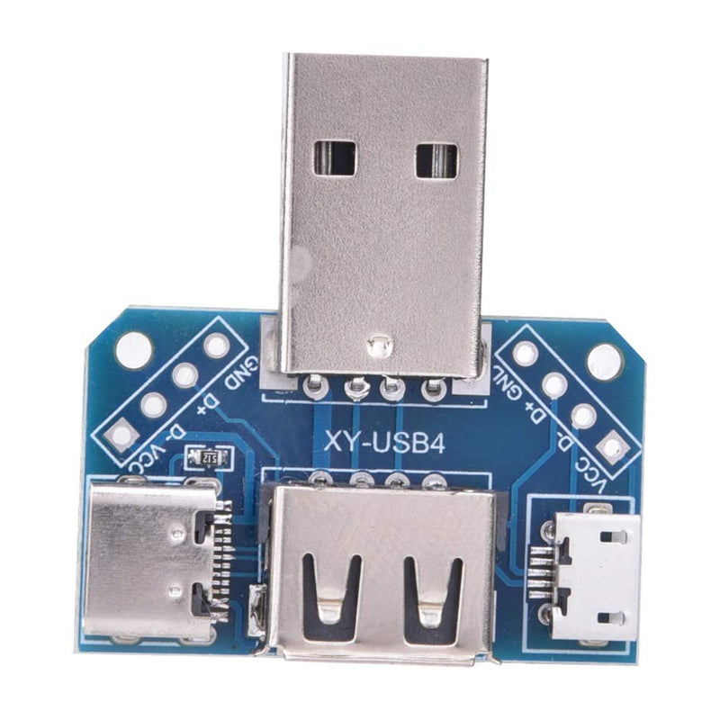 5pcs USB Adapters, Male to Female USB Connector DIP Adapter Branch Board 2.54mm 4P Micro Type-C Connector Converter
