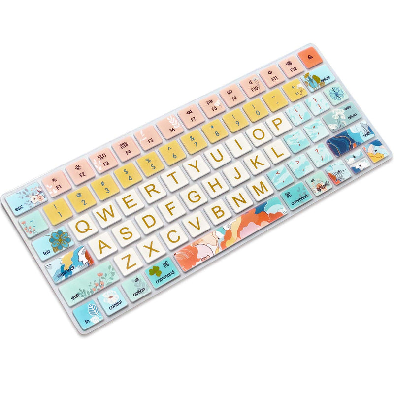 SANFORIN Keyboard Cover Skin for Apple iMac Wireless Magic Keyboard 2nd Gen MLA22LL/ A (Model: A1644), Silicone Skin Protector with Big Letter Design, US Layout, Flowers for Wireless Magic Keyboard (Model:A1644)