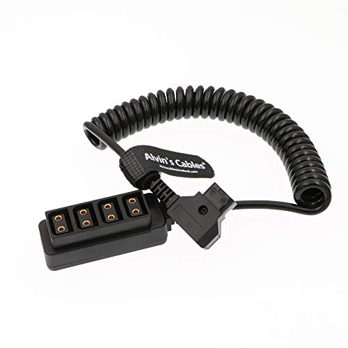 Alvin's Cables 4 Port D Tap to D Tap Male Female Coiled Splitter Cable for Anton Bauer V Mount Battery