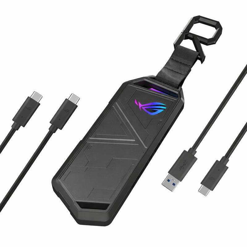 ASUS ROG Strix Arion Aluminum Alloy M.2 NVMe SSD Enclosure Case Adapter, USB 3.2 Gen 2 Type-C ,10 Gbps, USB-C to C and USB-C to A Cables, Fits PCIe 2280/2260/2242/2230 M Key/B+M Key, 1 Year Warranty ROG Arion Black|up to 10Gbps