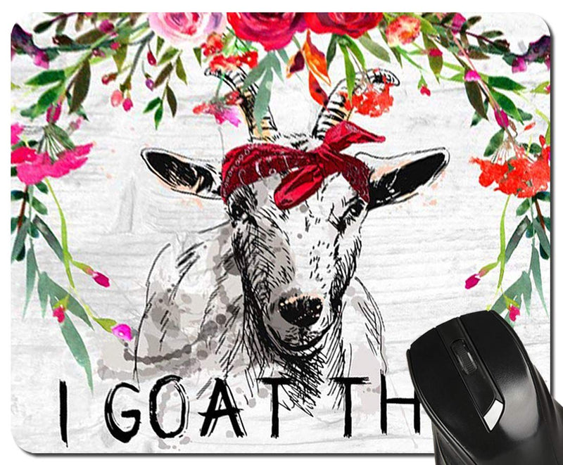 Funny Goat Mouse Pad I Goat This Red Floral Watercolor Quote Mousepad Womens Desk Accessories Office Supplies, 7.8x9.4 inch Funny Goat