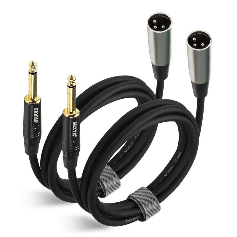 EBXYA XLR Male to 1/4 Inch TS Mono Unbalanced Microphone Cable 6Ft, 6.35mm to XLR Cable, 2 PCS 2 Packs of TS to XLR Male 6 FT