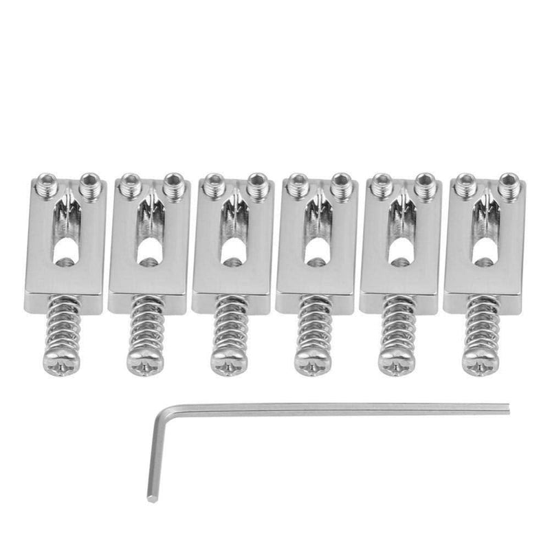 [AUSTRALIA] - 6 Pcs Electric Guitar Tremolo Saddles Bridge for Electric Guitar Replacement with Wrench Silver 