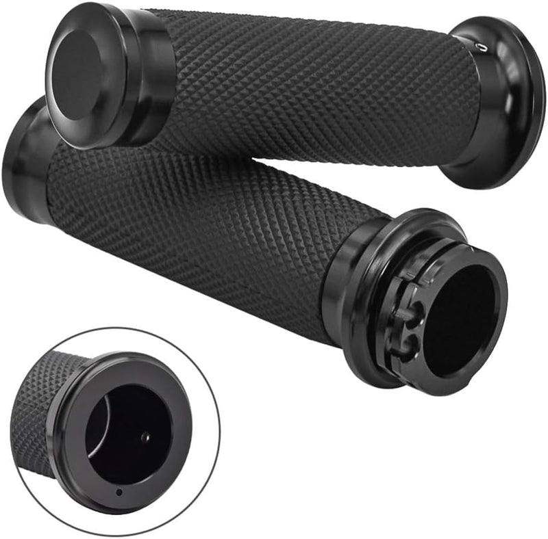 [AUSTRALIA] - Benlari 1inch Handlebar Grips, Cable Throttle Hand Grips, Non-Slip Rubber Motorcycle Handgrips Fit for Harley Davidson Touring Dyna Softail Sportster 883 1200 1inch Cable Throttle Handlebar Grips 