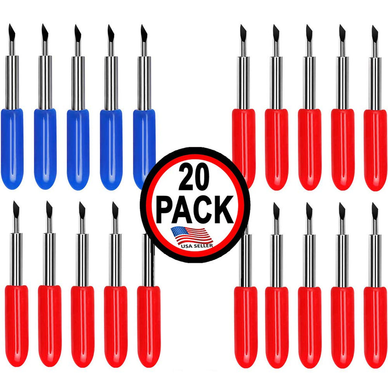 Craft Blades German Carbide Bulk Packs Deep Point (20 Pack - 15 Standard & 5 Deep Point) red/blue