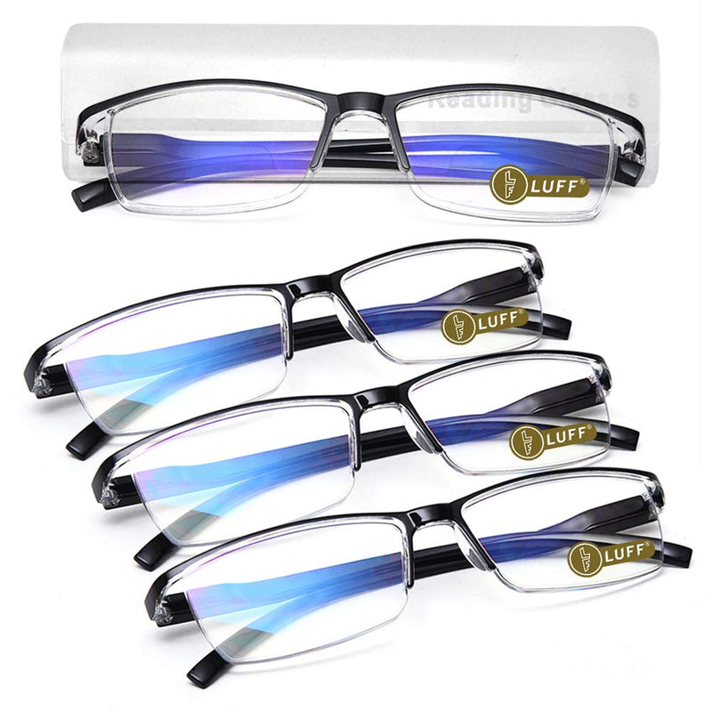 LUFF 4Pcs Anti-Blue-ray Reading Glasses Portable Ultra-Light Readers(1.5X) 1.5X Black