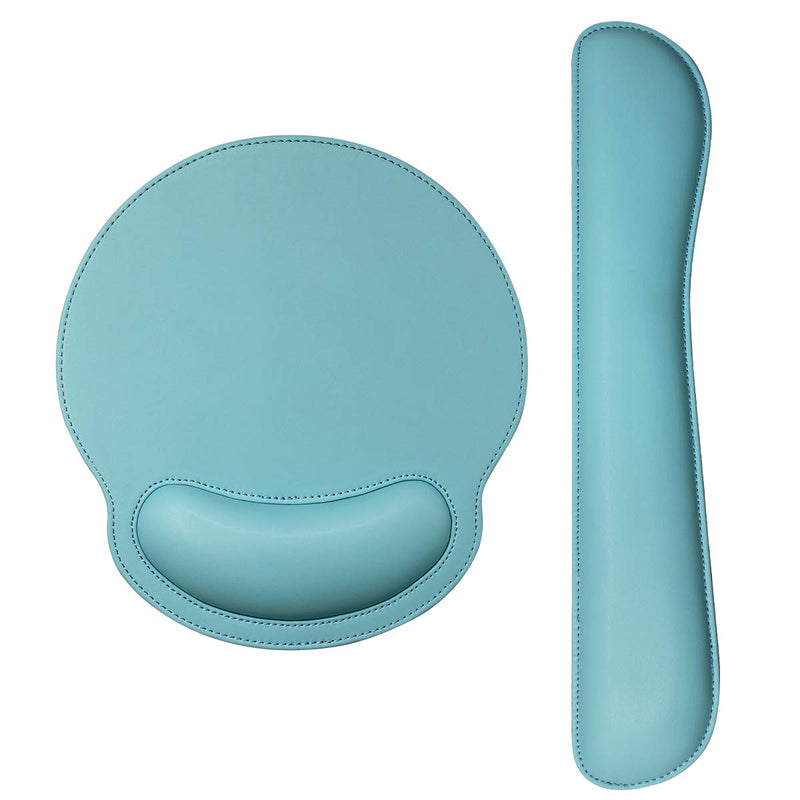 Ergonomic Mouse Pad Set Keyboard Wrist Rest Pad and Mousepads with Wrist Support,iVeze Pu Leather Memory Foam Lightweight Comfortable Mouse Pads for Home Office Efficient Working, Blue