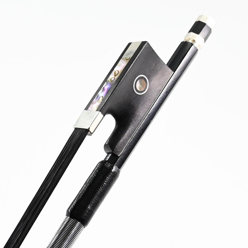 Carbon Fiber Violin Bow 4/4 Size VINGOBOW 100VB 74.5 cm Full 4 4 for Advanced Student Straight Parisian Eyes Ebony Frog Unbleached Mongolian Black Horse Hair Powerful and Wild Tone Smooth Screw Black haired