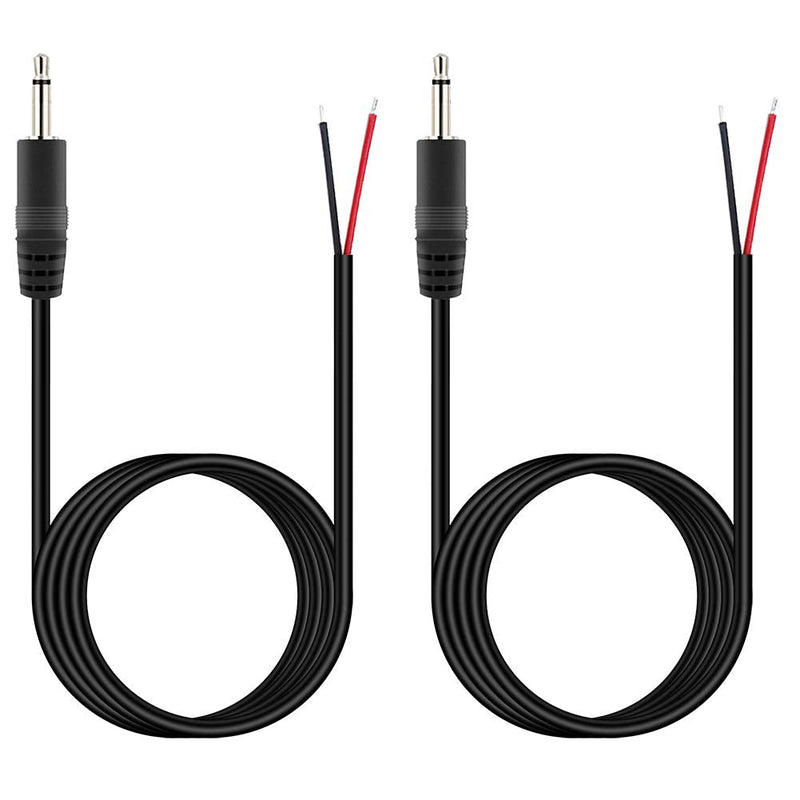Fancasee 2 Pack 6 ft Replacement 3.5mm Male Plug to Bare Wire Open End TS 2 Pole Mono 1/8" 3.5mm Plug Jack Connector Audio Cable Repair