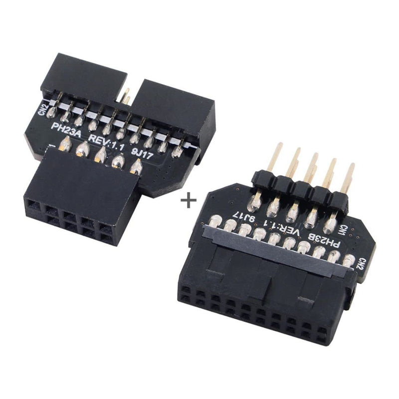 CY 1set USB 2.0 9Pin Housing Reversible to Motherboard USB 3.0 20pin Header Female Adapter