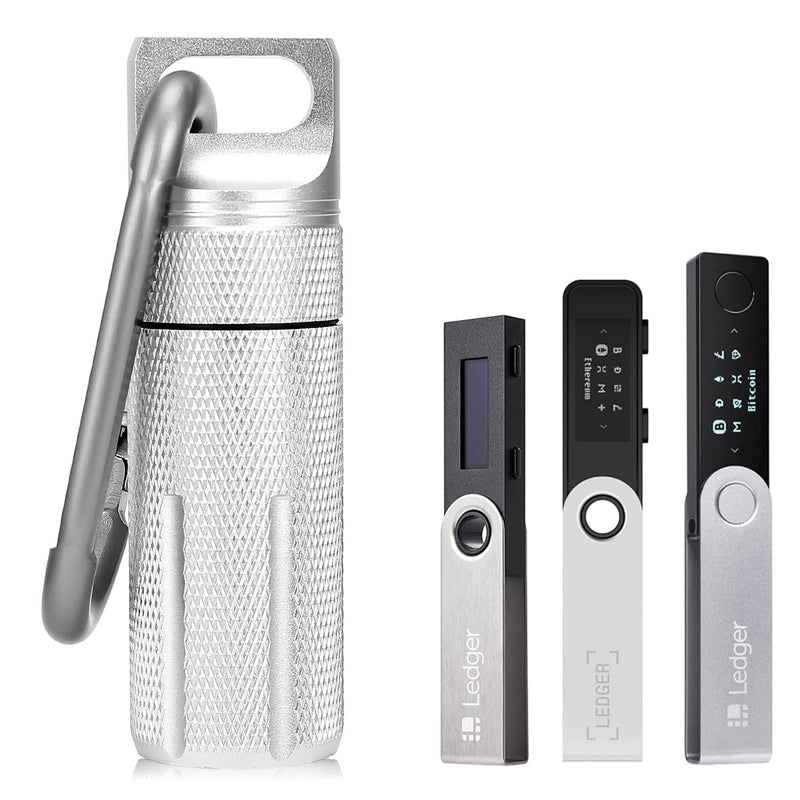 BIU-BOOM-Ledger Nano X S S Plus Case-Waterproof Fire-Resistant Safe Storage Crypto Wallet Accessory-Compatible Cryptocurrency USB Thumb Drive Device casefor Protecting(Silver) Silver