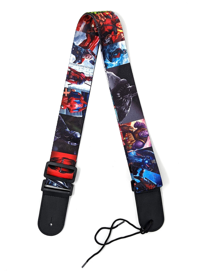 Marvel and DC Comics Superheroes Guitar Strap | Polyester with genuine leather