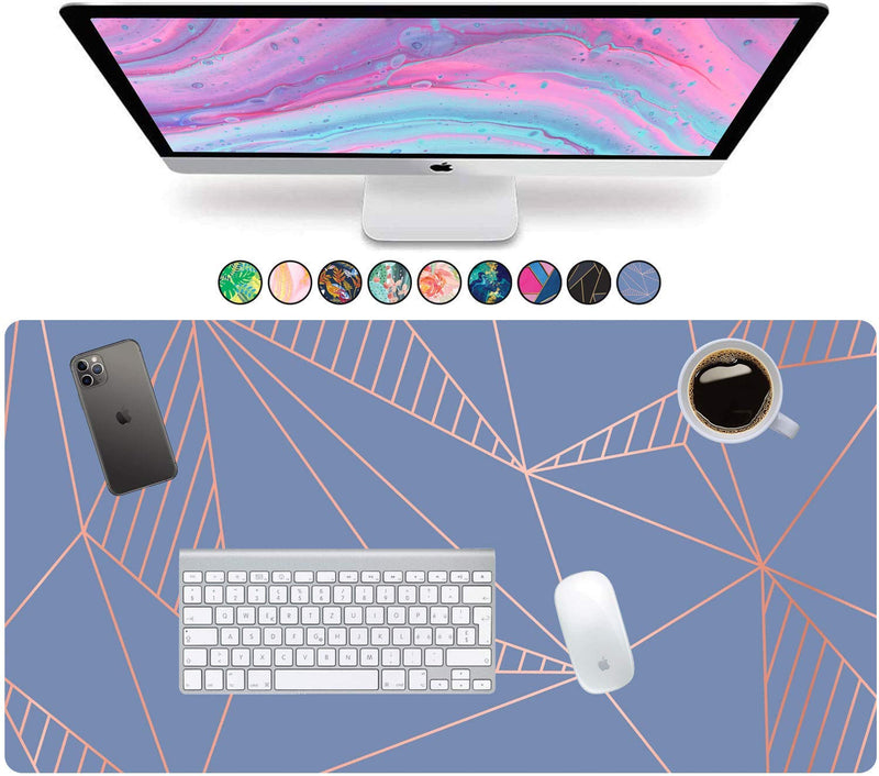 French Koko Large Mouse Pad, Long Desk Mat Keyboard Pad Desktop Accessories Home School College Decor Supplies Pretty Mousepad Big Computer Office Essentials Women Girls XL Cute Pink Blue Cutesy Glam 30" x 15"
