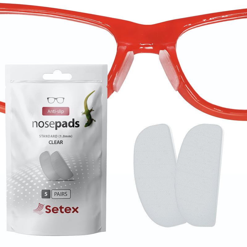Setex Gecko Grip 1mm Anti Slip Eyeglass Nose Pads, (5 Clear Pair) USA Made, Innovative Microstructured Fibers, 1mm x 7mm x 16mm 5 Clear Pairs