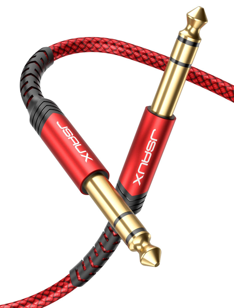 JSAUX 1/4 Inch Guitar Instrument Cable 20FT, 6.35mm (1/4) TRS to 6.35mm (1/4) TRS Stereo Audio Cable Male to Male Straight-to-Straight for Electric Guitar, bass Guitar, Electric Mandolin-Red Red-Straight