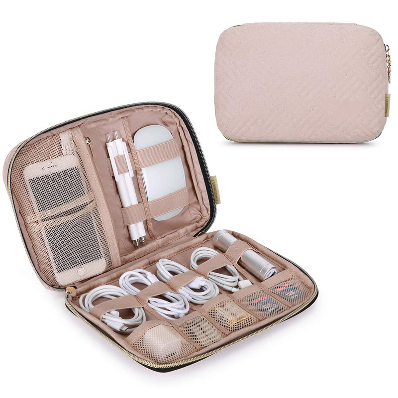 [AUSTRALIA] - BAGSMART Electronic Organizer Small Travel Cable Organizer Bag for Hard Drives, Cables, Charger, Phone, USB, SD Card, Soft Pink 