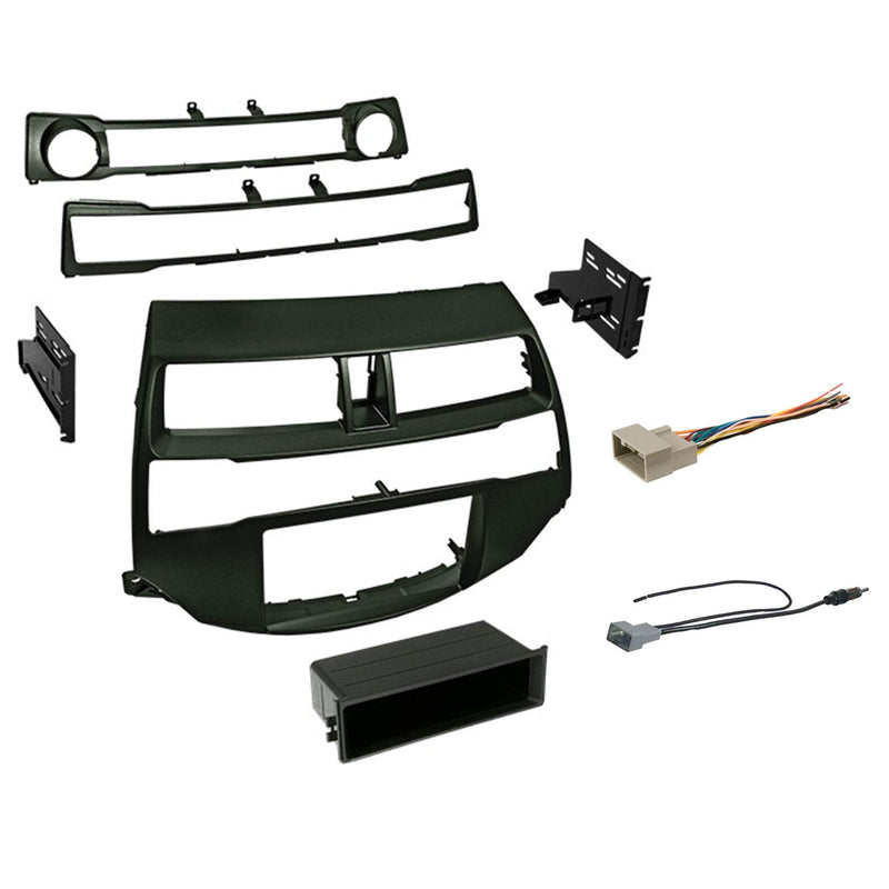 American International Honda Accord (2008-2012 All Trim Levels) Double DIN or Single ISO with Pocket Radio Install Dash Kit, Car Audio Wiring Harness & Antenna Adapter Included, Dark Gray Metallic Dark Metallic Gray