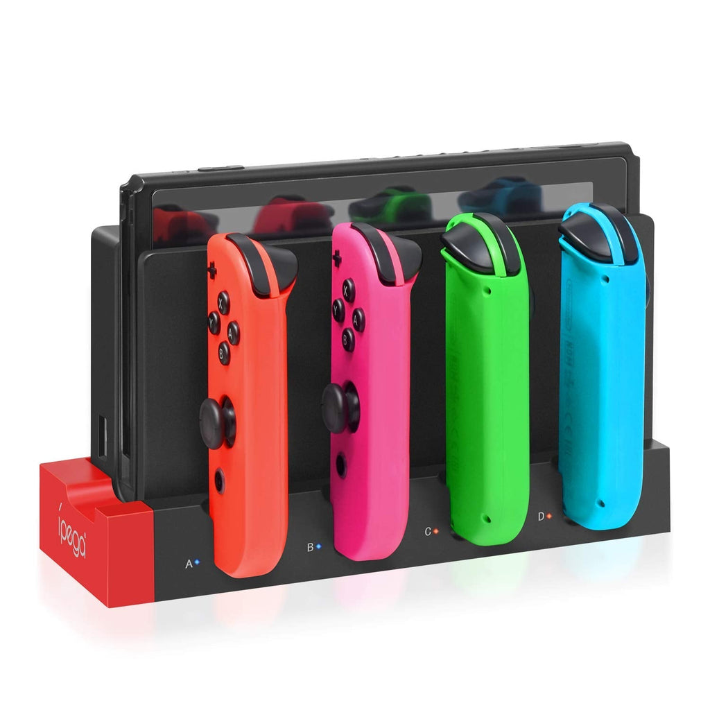 Joycon Charging Dock Station for Nintendo Switch & OLED - Charges Up To 4 Controllers, Compatible with Switch and Switch OLED Model Black