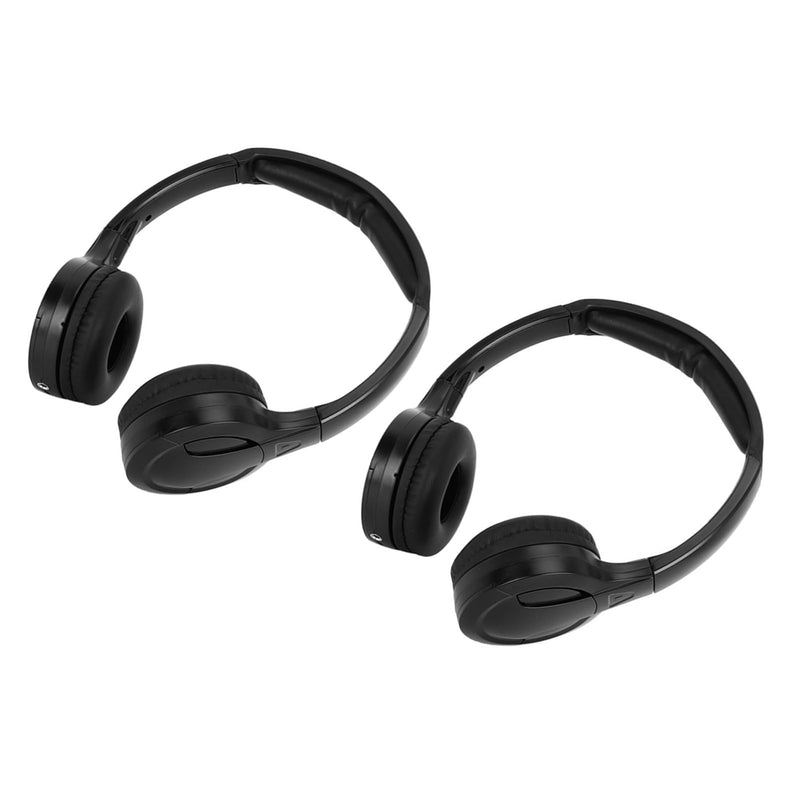 2 Channel Cordless Infrared Stereo Car Headrest Headphone Earphone, IR, Foldable Lightweight Design, Comfortable Fit, Auto Power Off, 2.8/3.8 MHz Channels