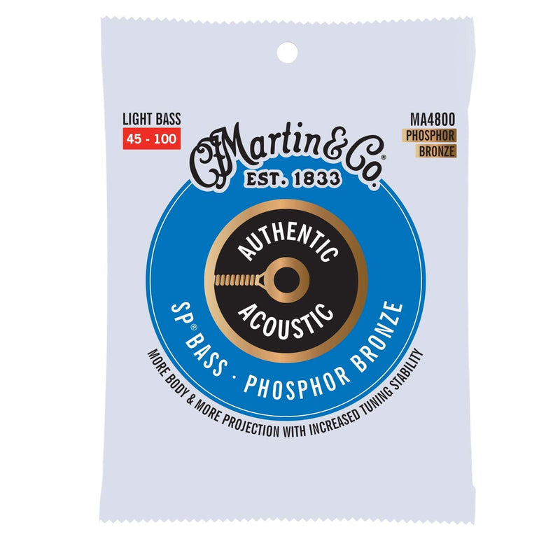 Martin Authentic Acoustic® SP® Bass Strings – Phosphor Bronze, Light Gauge | Long-Lasting Tone, Corrosion Resistance & Tuning Stability | 4-String Acoustic Bass Set Light Bass, (4 str)