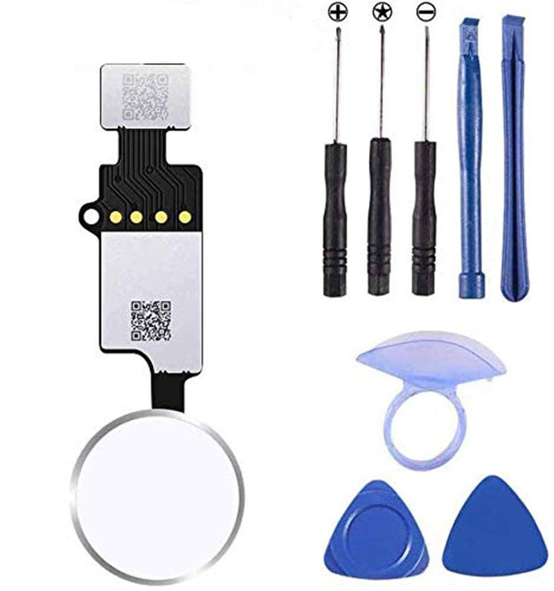 Home Button Replacement for iPhone 7 7Plus 8 8Plus, Home Button Touch ID Main Key Flex Cable Assembly Replacement with Repair Tools for iPhone 7 7P 8 8P (Silver) Silver