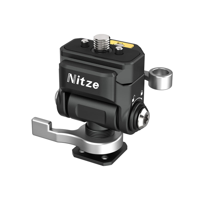 [AUSTRALIA] - Nitze Quick Release Camera Monitor Mount (NATO Rail with 1/4” Screw and Retractable Pins to Cold Shoe), Field Monitor Mount with Adjustable NATO Clamp, 170° Tilt and 360° Pan - N54-S1 