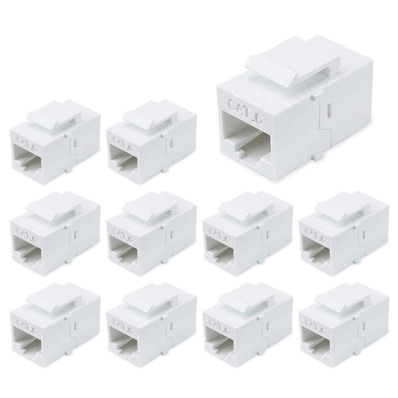[AUSTRALIA] - RJ45 Keystone Coupler Jack,Cat6 Network Cable Female to Female Jack - 10 Plus 1 Pack White 10pack 
