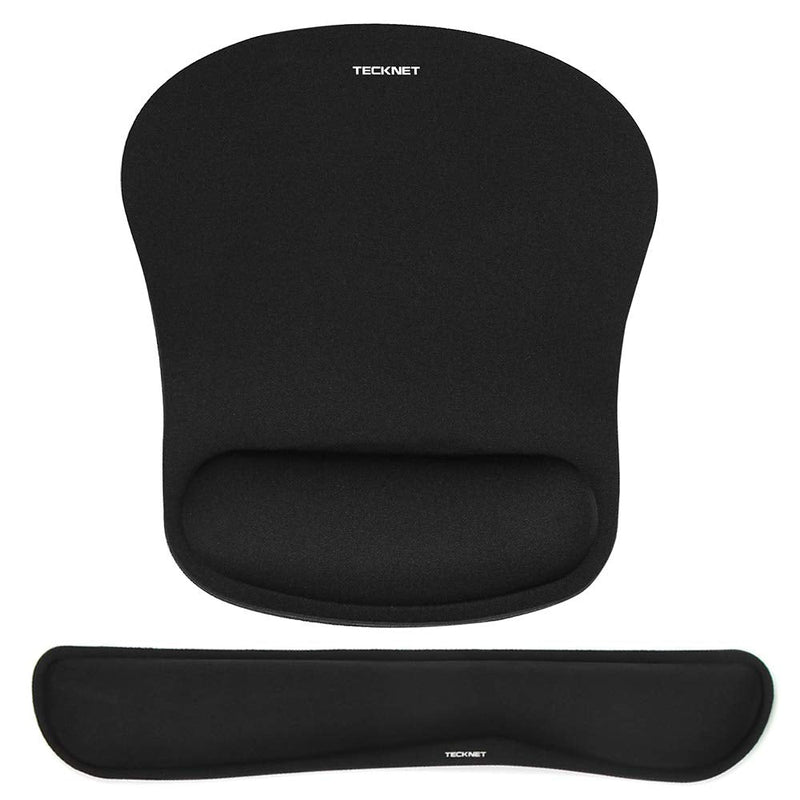 TECKNET Keyboard Wrist Rest and Mouse Pad with Wrist Support, Memory Foam Set for Computer/Laptop/Mac, Lightweight for Easy Typing & Pain Relief Ergonomic Mousepad (Black) Black