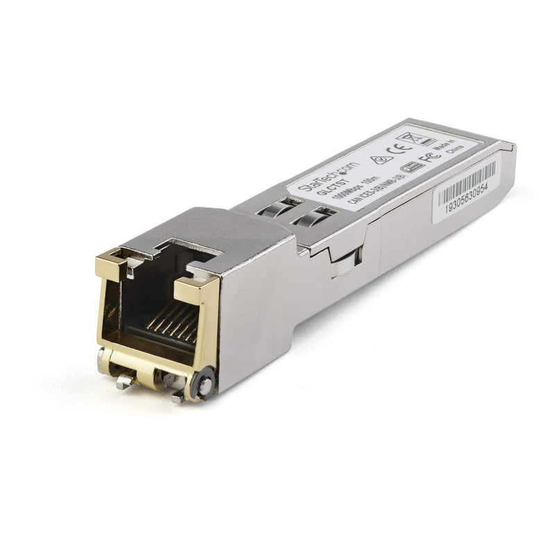 StarTech.com Juniper SFP-1GE-FE-E-T Compatible SFP Module - 1000BASE-T - SFP to RJ45 Cat6/Cat5e - 1GE Gigabit Ethernet SFP - RJ-45 100m - (SFP1GEFEETST) | 1000BASE-T, 1GE Gigabit Ethernet SFP, SFP to RJ45 Cat6/Cat5e, RJ-45 100m