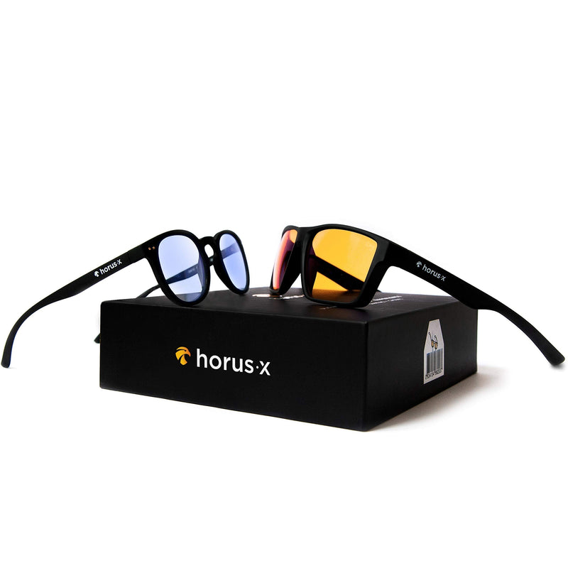 Horus X • Bundle Light Gaming & Office Glasses Rest Filter Protection [50-86%] • Anti Blue Light Screens • Video Games Computer Console PC • Gaming Accessories Pack • Men and Women