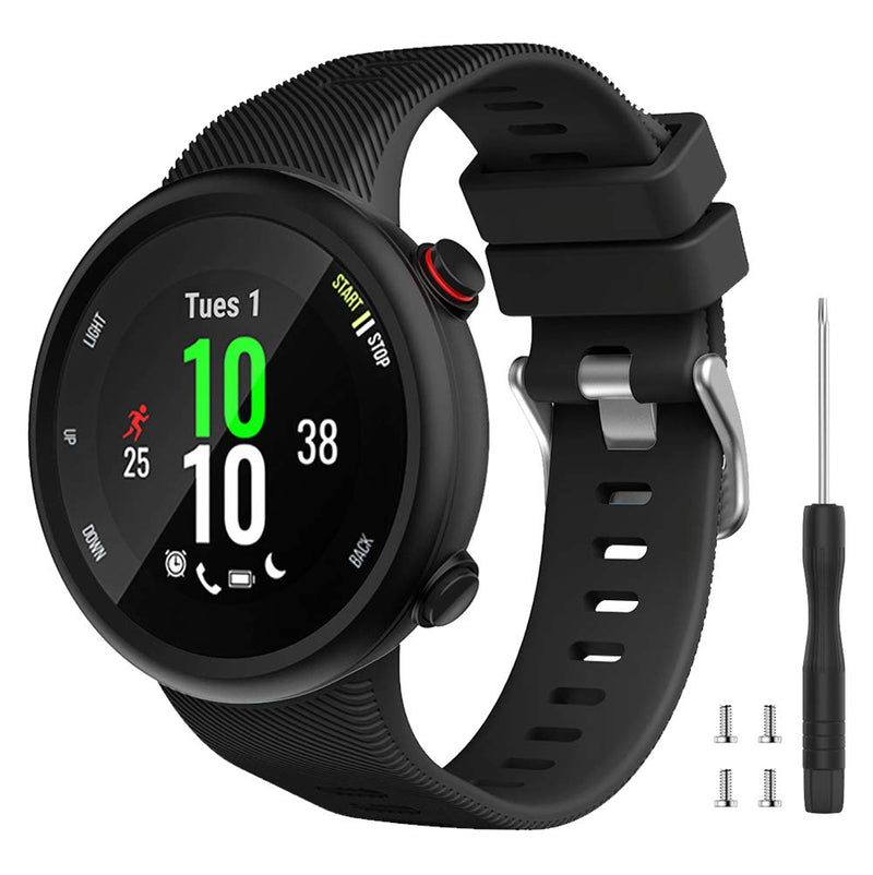Watbro Compatible with Garmin Forerunner 45S band, Soft Silicone Sport Replacement Watch Band, Fitness Strap Bracelet Wristband for Garmin Forerunner 45S Smartwatch Black