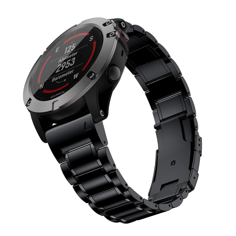 Band Compatible with Fenix 8 51mm/ Fenix 7X/ Fenix 6X Band, 26mm Titanium Metal Band Quick Fit Replacement Strap for Garmin Fenix 7X/ 6X Pro/ 5X/ 5X Plus/Enduro 3/tactix 7 Bands, Black