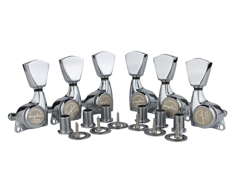 [AUSTRALIA] - Guyker 6Pcs Guitar Locking Tuners (3L + 3R Handed) – 1:21 Lock String Sealed Tuning Key Pegs Machine Heads with Keystone Knob Replacement for LP, SG, TL Style Electric or Acoustic Guitars – Chrome Chrome - Ratio 1:21 