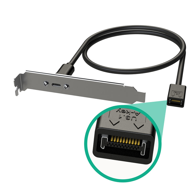 LINKUP USB 3.2 Gen2 Internal Adapter | 20-Pin Header to USB-A | 100cm | 10Gbps, male to female, for PC front panel Type C Panel - 100cm Straight Connector